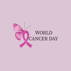  World Cancer Day Imagery for Strength and Awareness, Poster banner icon or logo with vector illustration.