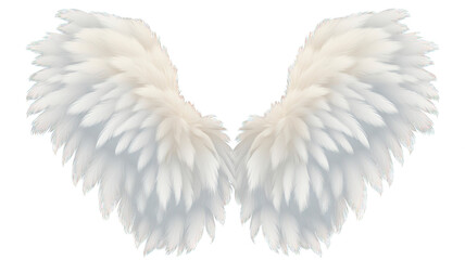 Fototapeta premium White angel wings isolated on transparent background. PNG