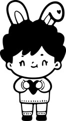 Cute Easter children's cartoon. Hand drawn. Egg and simple elements.