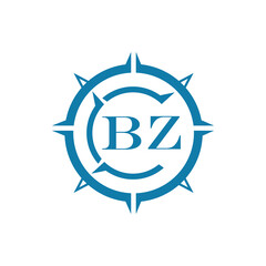 BZ letter design. BZ letter technology logo design on a white background.