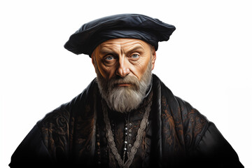 Portrait illustration of Nostradamus. Generative AI image. - obrazy, fototapety, plakaty