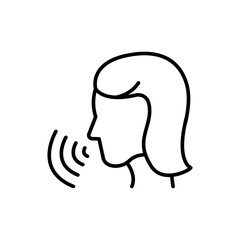 Woman speaking outline icons, minimalist vector illustration ,simple transparent graphic element .Isolated on white background