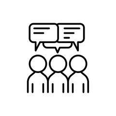 Group discussion outline icons, minimalist vector illustration ,simple transparent graphic element .Isolated on white background