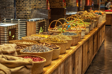 Fototapeta premium Assorted Dried Fruits and Nuts in Wicker Baskets