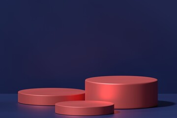 3D rendering of empty podiums for product presentation