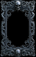 Fantasy Ornamental Decorative Frame - Elegance with Ornate Border on isolated black background