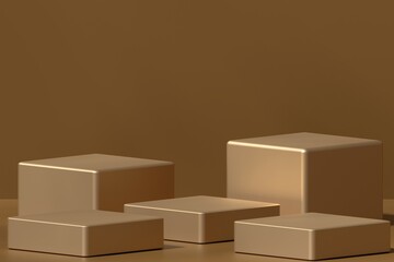 Fototapeta premium 3D rendering of empty podiums for product presentation