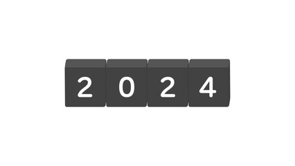 2024の文字と黒いブロック - シンプルでおしゃれな西暦2024年のイメージ素材