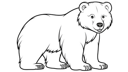 Obraz premium Drawing for children's coloring book cute bear. Illustration winter line on white background