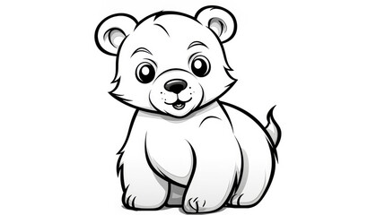 Obraz premium Drawing for children's coloring book cute bear. Illustration winter line on white background