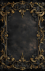Fantasy Ornamental Decorative Frame - Elegance with Ornate Border on isolated black background