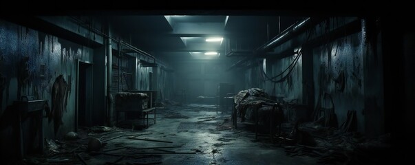 Spooky abandoned hospital interior Generative AI - Powered by Adobe