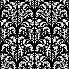 Flower pattern. Seamless white and black ornament. Graphic vector background. Ornament for fabric, wallpaper, packaging