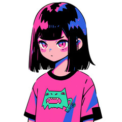 Fresh and lively girl illustration tee