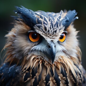 Photo of a wise and contemplative owl. Generative AI