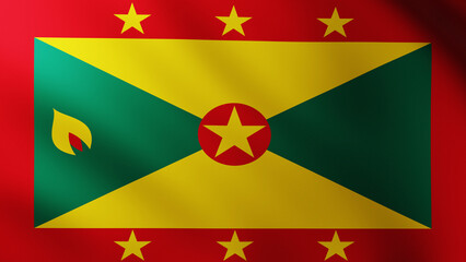 Large Flag of Grenada fullscreen background in the wind