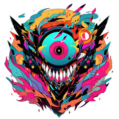 Trendy monster on t-shirt