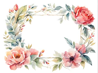 Gordijnen watercolor-minimalist-style-floral-frame-illustration-trending-on-artstation-sharp-focus © HYOJEONG
