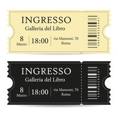 Ingresso - ticket, invitation in italian language. Vector illustration - obrazy, fototapety, plakaty