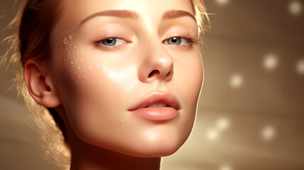 Captivating Beauty: Close-up of a Woman with Radiant Skin and Alluring Features