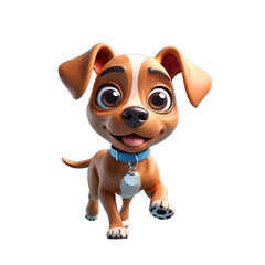 3d render, Cute cartoon style Dog fun and runing. isolated on a transparent background. ai generative
