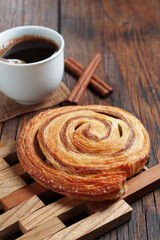 Cinnamon roll and coffee