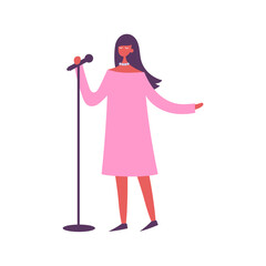 vector person pose in pink clothes studio