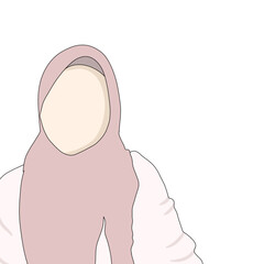 vector of muslim woman with hijab. Muslim woman illustration without face. Isolated on white