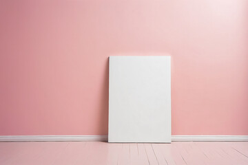 A blank white canvas against a full soft pink background - Mockup