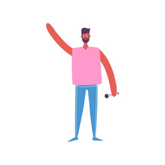 vector person pose in pink clothes studio