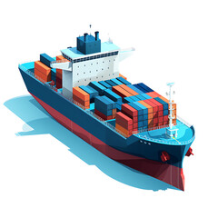 Isometric view of ship on transparent background PNG