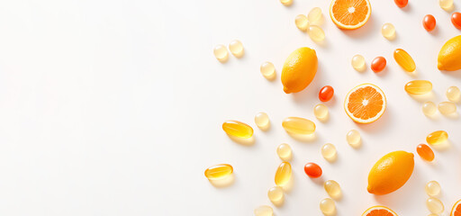 multivitamins supplements vitamin complex on a light background