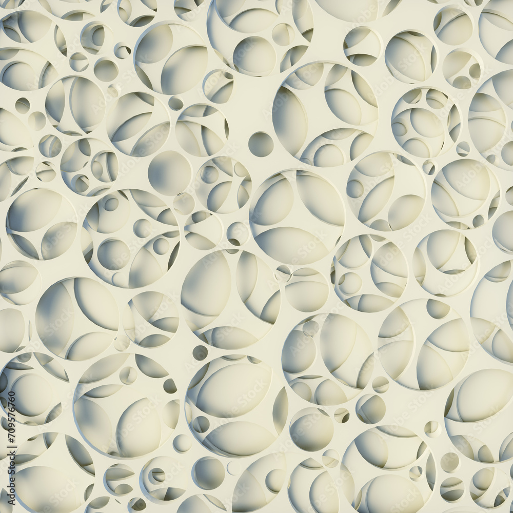 Poster White wall with a unique and intricate pattern of holes. 3d rendering digital illustration
