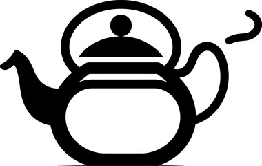 Tea pot silhouette in black color. Vector template for laser cutting wall art.