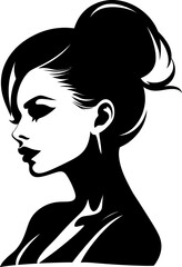 Woman beauty silhouette in black color. Vector template design.