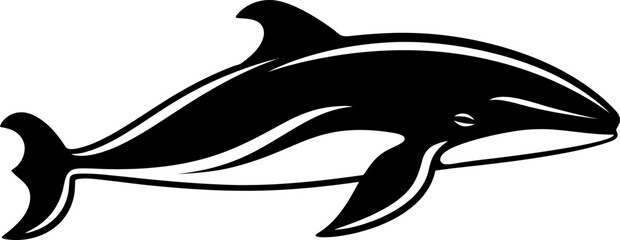 Whale animal silhouette in black color. Vector template for laser cutting wall art.