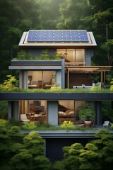 House with solar panels on the roof Generative AI
