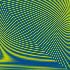 Colorful abstract 3d rendering digital illustration with a green and yellow stripe pattern