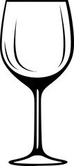 Wine glass silhouette in black color. Vector template design art.