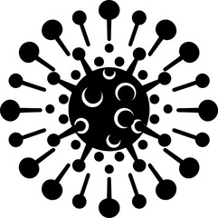 Virus silhouette in black color. Vector template for laser cutting wall art.