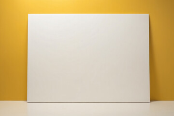 A blank white canvas against a full yellow background - Mockup