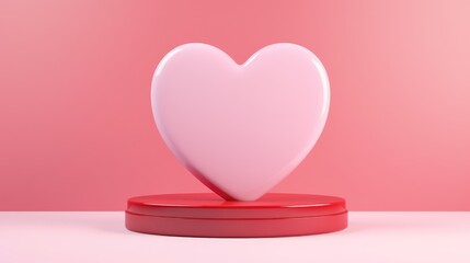 Pink empty podium with hearts on pastel background, Ai Generated