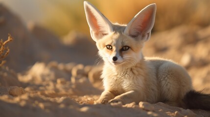 The elusive Fennec fox with its large ears, adapted to the harsh desert heat