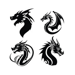 Vector dragon medieval heraldic monster sketch symbol