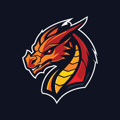Vector hand drawn dragon esport logo