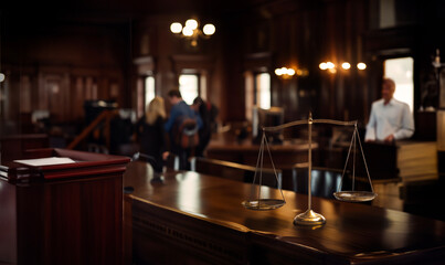 Symbol of law and justice, law and justice on courtroom for legal and judgment concept.