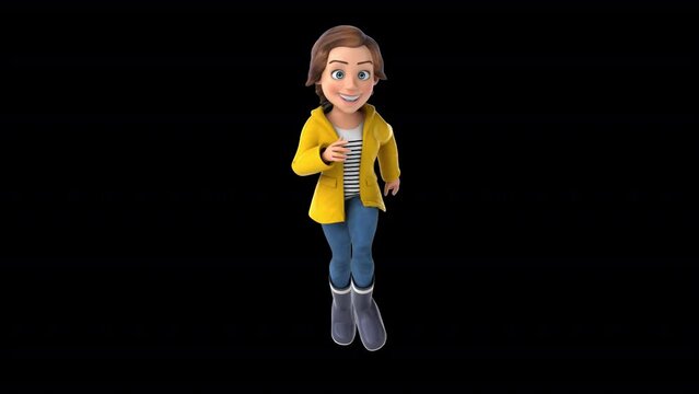 Fun 3D cartoon girl running (with alpha channel included)