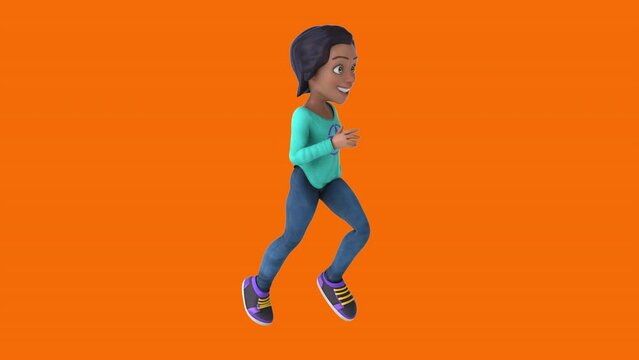 Fun 3D cartoon girl running (with alpha channel included)
