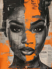 Gorgeous woman face, abstract artistic wallpaper style, close up view. Beauty, cosmetics and make-up concept