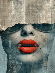 Gorgeous woman face with sunglasses, abstract artistic wallpaper style, close up view. Beauty,...